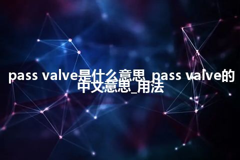 pass valve是什么意思_pass valve的中文意思_用法