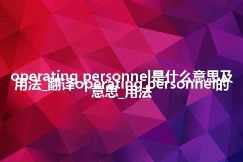 operating personnel是什么意思及用法_翻译operating personnel的意思_用法