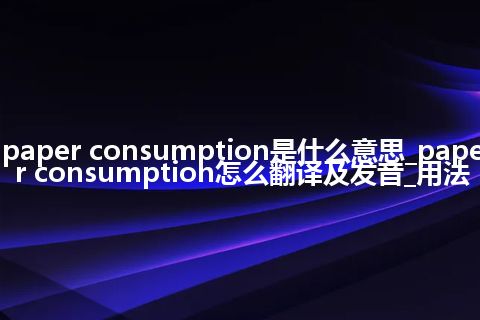 paper consumption是什么意思_paper consumption怎么翻译及发音_用法