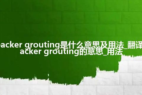 packer grouting是什么意思及用法_翻译packer grouting的意思_用法