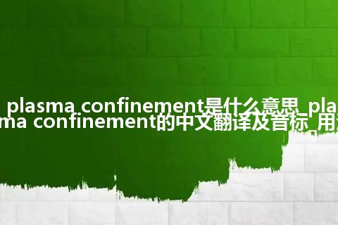 plasma confinement是什么意思_plasma confinement的中文翻译及音标_用法