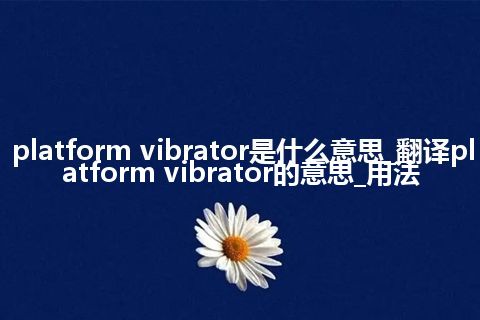 platform vibrator是什么意思_翻译platform vibrator的意思_用法