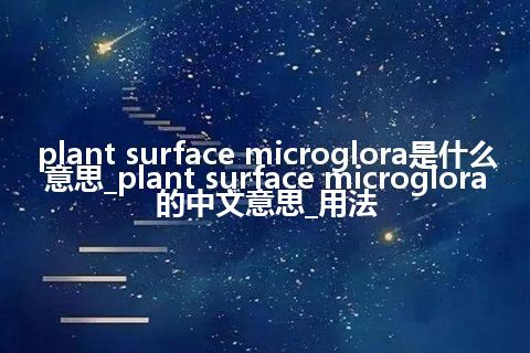 plant surface microglora是什么意思_plant surface microglora的中文意思_用法