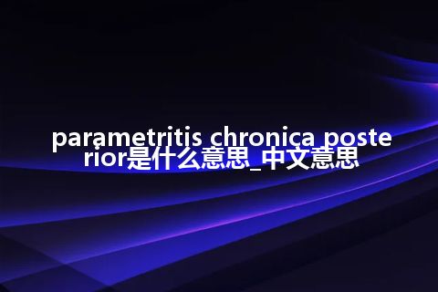 parametritis chronica posterior是什么意思_中文意思