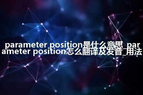 parameter position是什么意思_parameter position怎么翻译及发音_用法