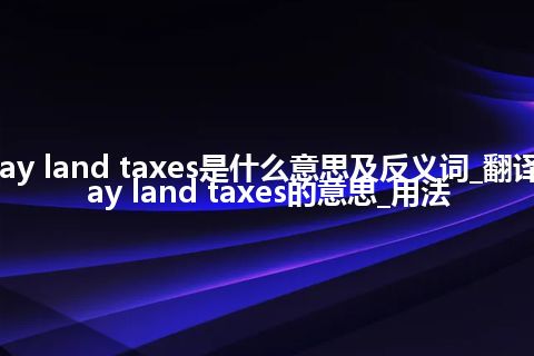 pay land taxes是什么意思及反义词_翻译pay land taxes的意思_用法