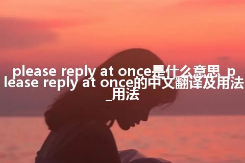 please reply at once是什么意思_please reply at once的中文翻译及用法_用法