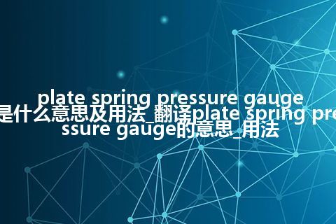 plate spring pressure gauge是什么意思及用法_翻译plate spring pressure gauge的意思_用法