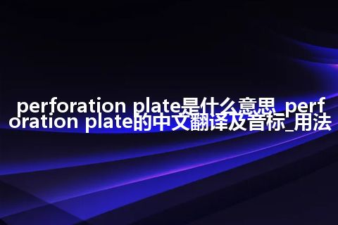 perforation plate是什么意思_perforation plate的中文翻译及音标_用法