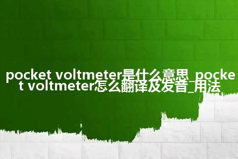 pocket voltmeter是什么意思_pocket voltmeter怎么翻译及发音_用法