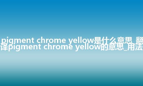 pigment chrome yellow是什么意思_翻译pigment chrome yellow的意思_用法