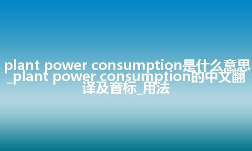 plant power consumption是什么意思_plant power consumption的中文翻译及音标_用法