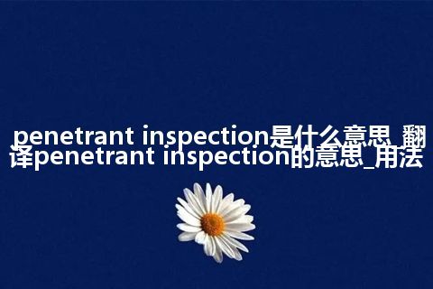 penetrant inspection是什么意思_翻译penetrant inspection的意思_用法