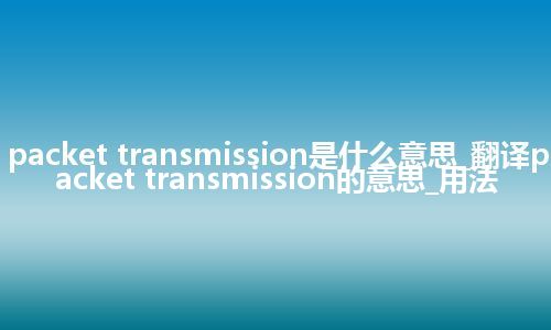packet transmission是什么意思_翻译packet transmission的意思_用法