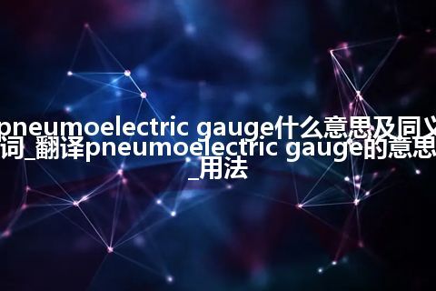 pneumoelectric gauge什么意思及同义词_翻译pneumoelectric gauge的意思_用法