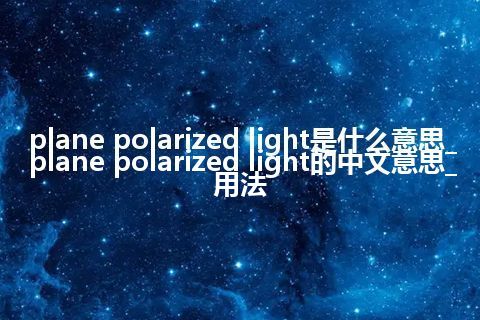 plane polarized light是什么意思_plane polarized light的中文意思_用法