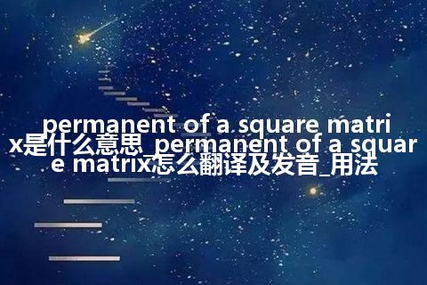 permanent of a square matrix是什么意思_permanent of a square matrix怎么翻译及发音_用法