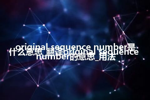 original sequence number是什么意思_翻译original sequence number的意思_用法