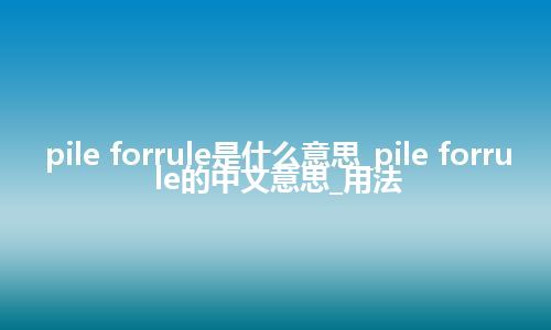 pile forrule是什么意思_pile forrule的中文意思_用法