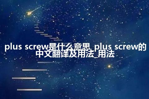 plus screw是什么意思_plus screw的中文翻译及用法_用法