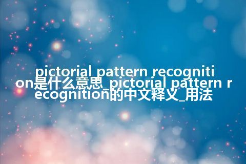 pictorial pattern recognition是什么意思_pictorial pattern recognition的中文释义_用法