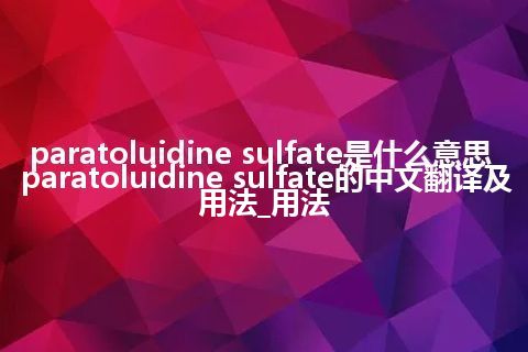paratoluidine sulfate是什么意思_paratoluidine sulfate的中文翻译及用法_用法