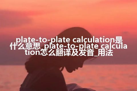 plate-to-plate calculation是什么意思_plate-to-plate calculation怎么翻译及发音_用法