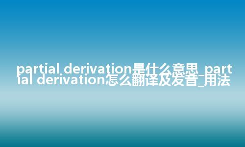 partial derivation是什么意思_partial derivation怎么翻译及发音_用法