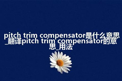 pitch trim compensator是什么意思_翻译pitch trim compensator的意思_用法