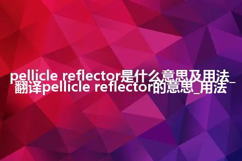pellicle reflector是什么意思及用法_翻译pellicle reflector的意思_用法