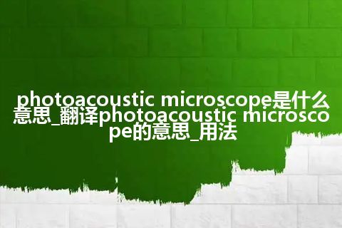 photoacoustic microscope是什么意思_翻译photoacoustic microscope的意思_用法