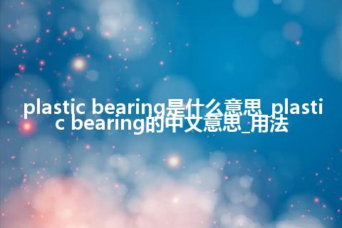 plastic bearing是什么意思_plastic bearing的中文意思_用法