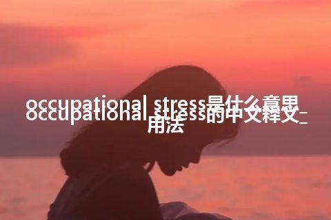 occupational stress是什么意思_occupational stress的中文释义_用法