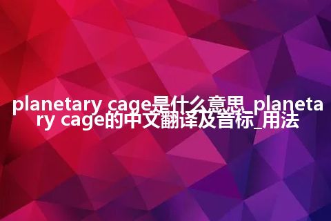 planetary cage是什么意思_planetary cage的中文翻译及音标_用法