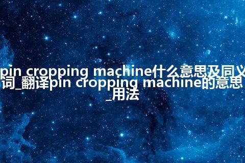 pin cropping machine什么意思及同义词_翻译pin cropping machine的意思_用法