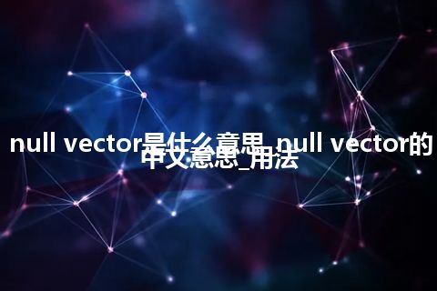 null vector是什么意思_null vector的中文意思_用法
