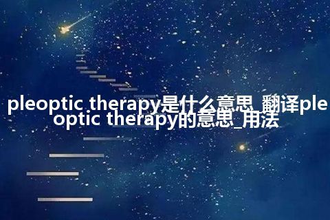 pleoptic therapy是什么意思_翻译pleoptic therapy的意思_用法