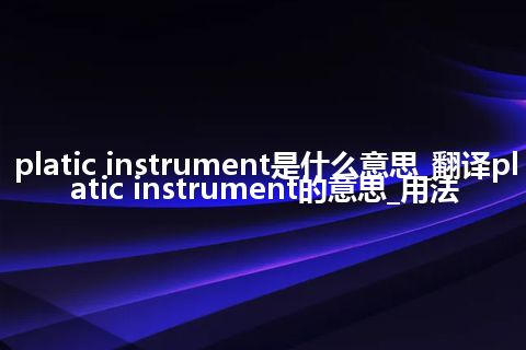 platic instrument是什么意思_翻译platic instrument的意思_用法