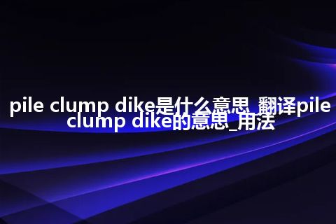 pile clump dike是什么意思_翻译pile clump dike的意思_用法