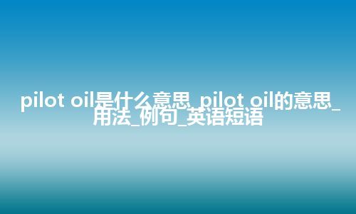pilot oil是什么意思_pilot oil的意思_用法_例句_英语短语
