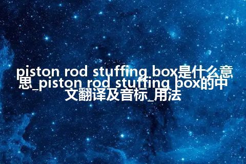 piston rod stuffing box是什么意思_piston rod stuffing box的中文翻译及音标_用法
