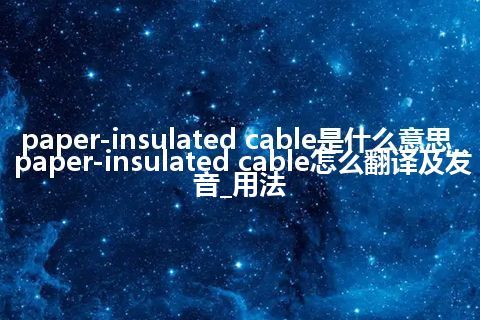 paper-insulated cable是什么意思_paper-insulated cable怎么翻译及发音_用法