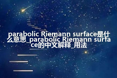 parabolic Riemann surface是什么意思_parabolic Riemann surface的中文解释_用法