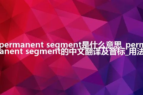 permanent segment是什么意思_permanent segment的中文翻译及音标_用法