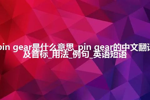 pin gear是什么意思_pin gear的中文翻译及音标_用法_例句_英语短语