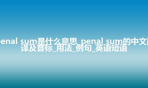 penal sum是什么意思_penal sum的中文翻译及音标_用法_例句_英语短语