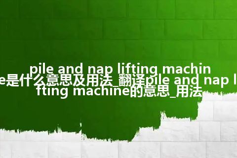 pile and nap lifting machine是什么意思及用法_翻译pile and nap lifting machine的意思_用法