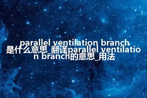 parallel ventilation branch是什么意思_翻译parallel ventilation branch的意思_用法
