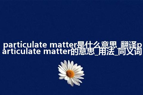 particulate matter是什么意思_翻译particulate matter的意思_用法_同义词