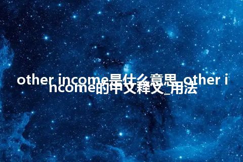 other income是什么意思_other income的中文释义_用法